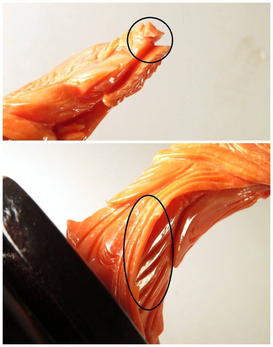 Antique Japanese Red Coral Kannon Miniature Carving Buddhist Sculpture Meiji Period