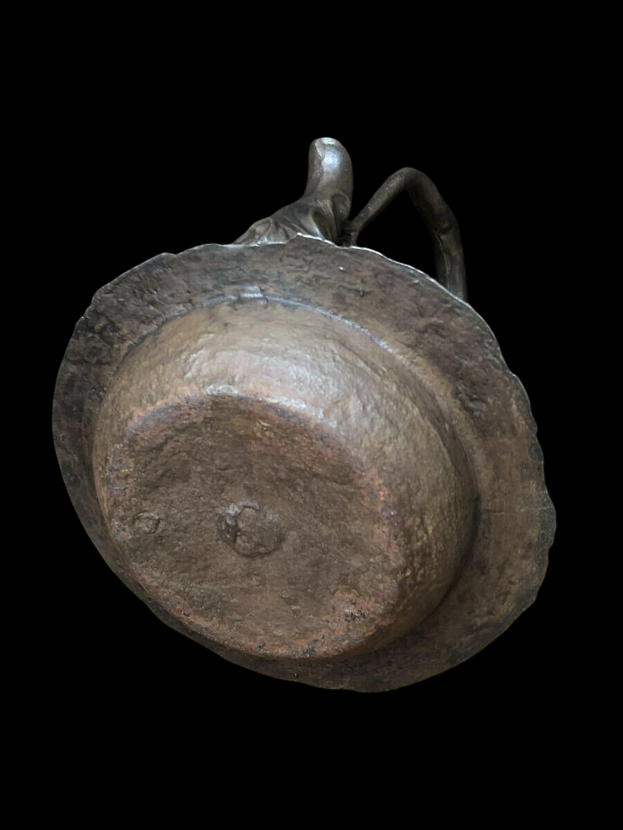 Antique Japanese Tetsubin Iron Kettle — Dragon Relief Lid & Body — Tea Ceremony Cast Iron Kettle