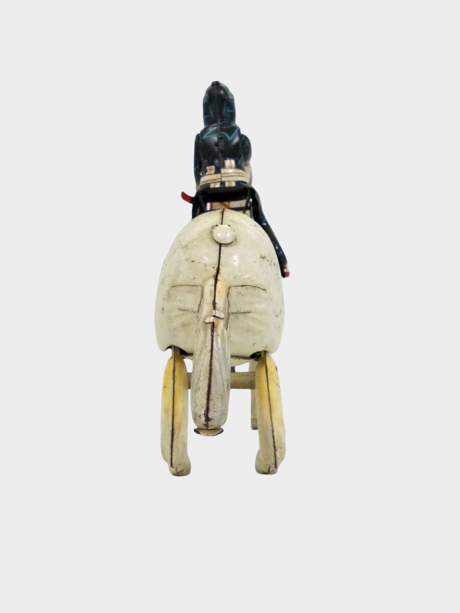 Antique Japanese Tin Wind-Up Samurai Warrior Horse Toy — Showa Era Mechanical Warhorse, Japan