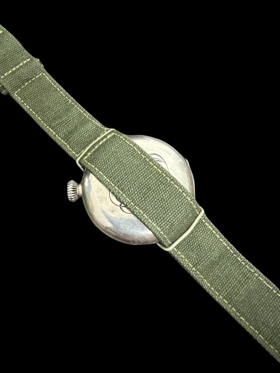 Tiffany & Co. Antique Driver’s Watch ca.1900 – Early Wristwatch Conversion, Sterling Silver 93.5%, Porcelain Dial, 41mm, Rare Tiffany Movement