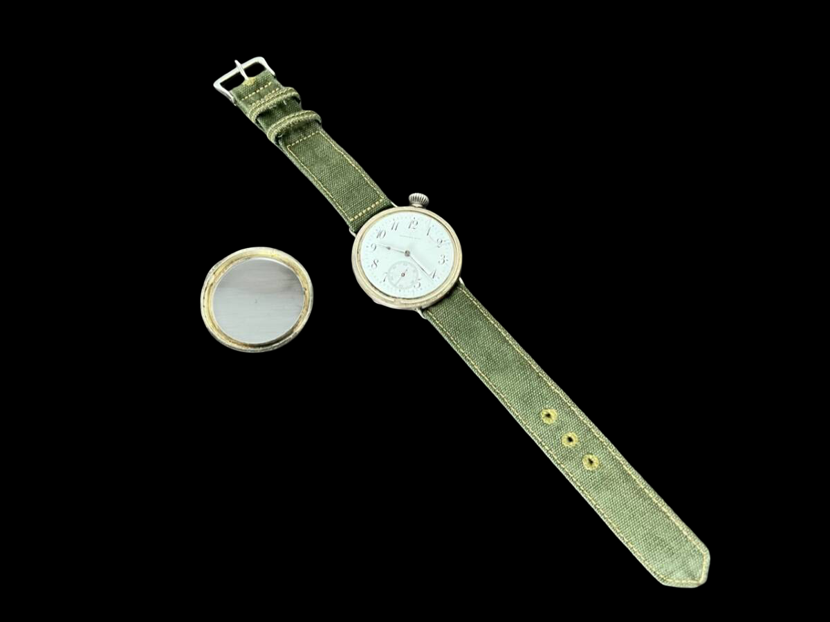 Tiffany & Co. Antique Driver’s Watch ca.1900 – Early Wristwatch Conversion, Sterling Silver 93.5%, Porcelain Dial, 41mm, Rare Tiffany Movement