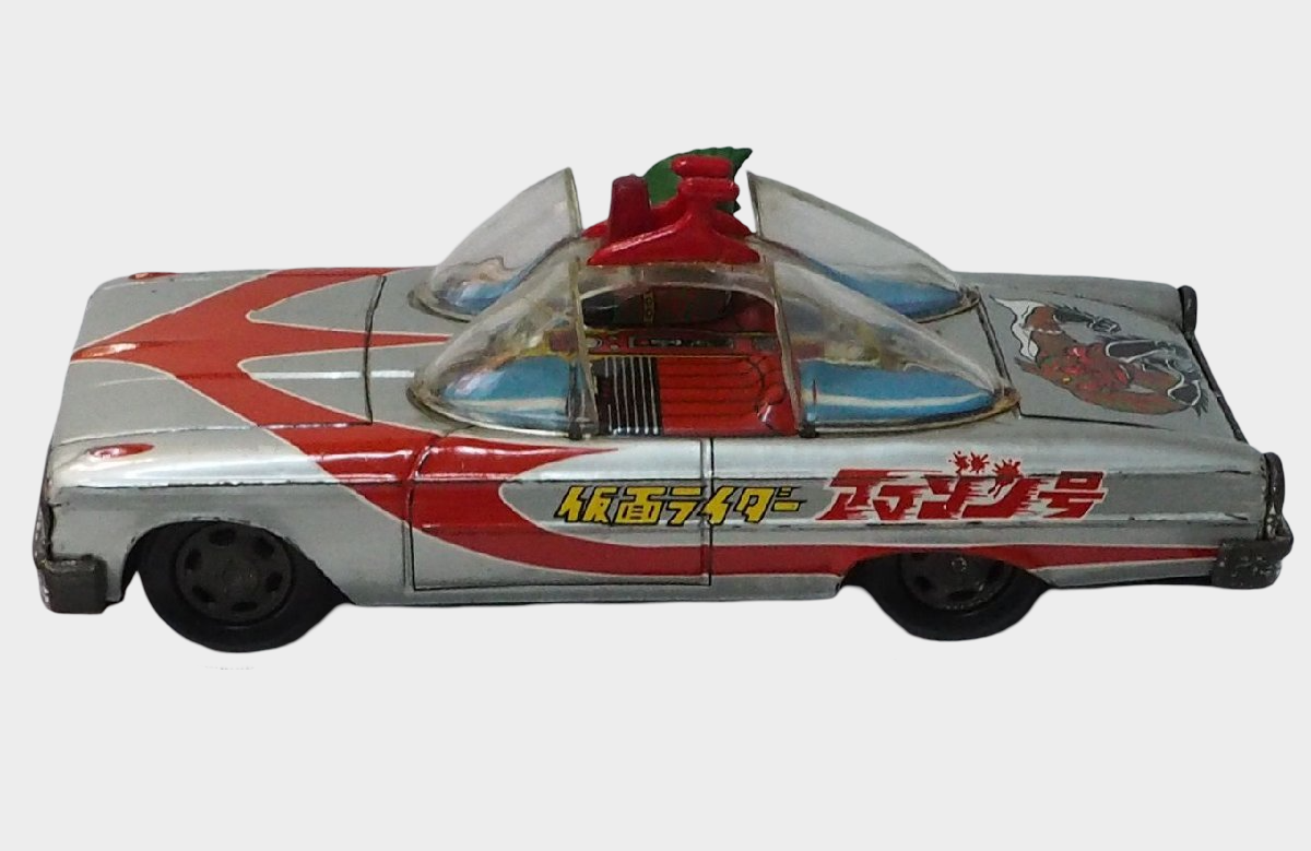 Aoshin Kamen Rider Amazon Open Car Tin Toy Japan Showa Era Large ASC Vintage