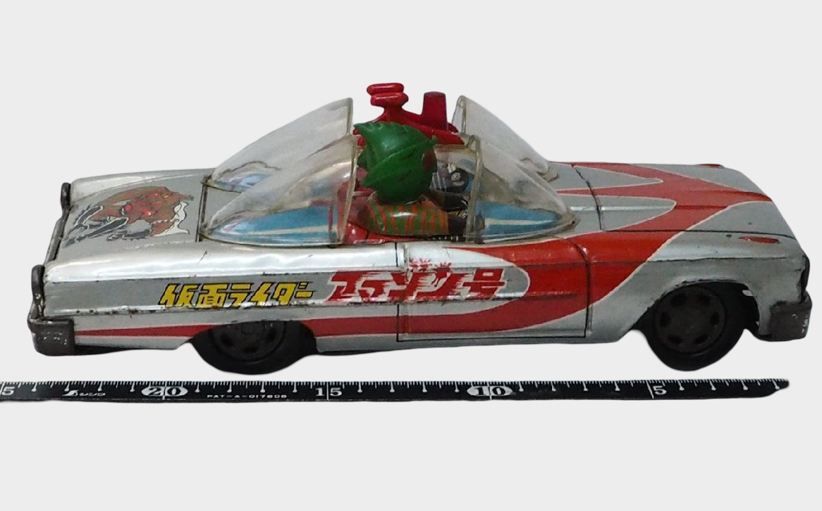 Aoshin Kamen Rider Amazon Open Car Tin Toy Japan Showa Era Large ASC Vintage