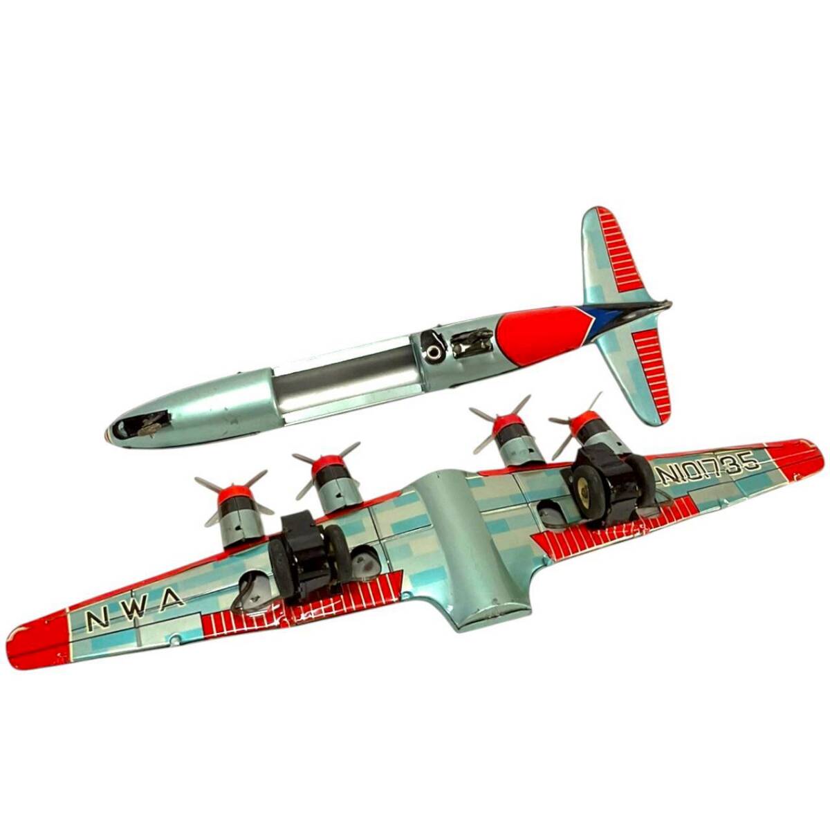 Asahi Northwest Orient Tin Passenger Airplane — Extra-Large 46 cm Showa Japanese Vintage Airliner