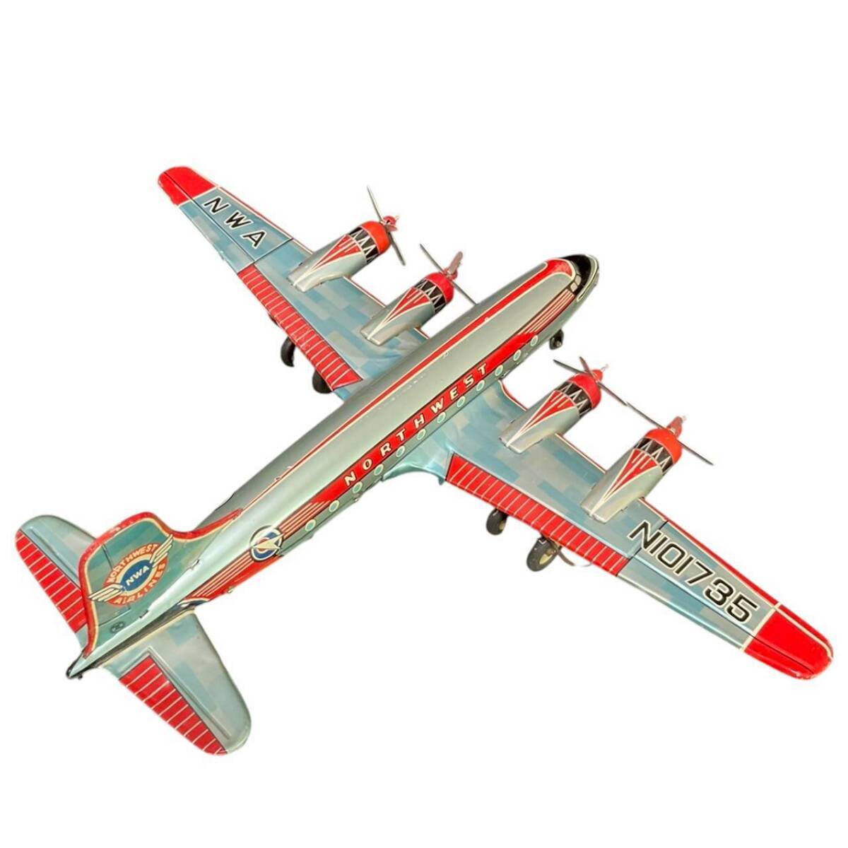 Asahi Northwest Orient Tin Passenger Airplane — Extra-Large 46 cm Showa Japanese Vintage Airliner