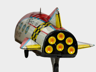 Asahi XP-07 Tin Space Ship Friction Toy Japan Showa Vintage Sci-Fi Spacecraft with Box