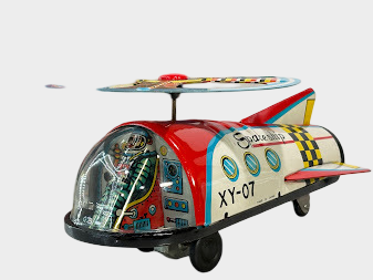 Asahi XP-07 Tin Space Ship Friction Toy Japan Showa Vintage Sci-Fi Spacecraft with Box
