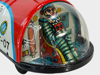 Asahi XP-07 Tin Space Ship Friction Toy Japan Showa Vintage Sci-Fi Spacecraft with Box
