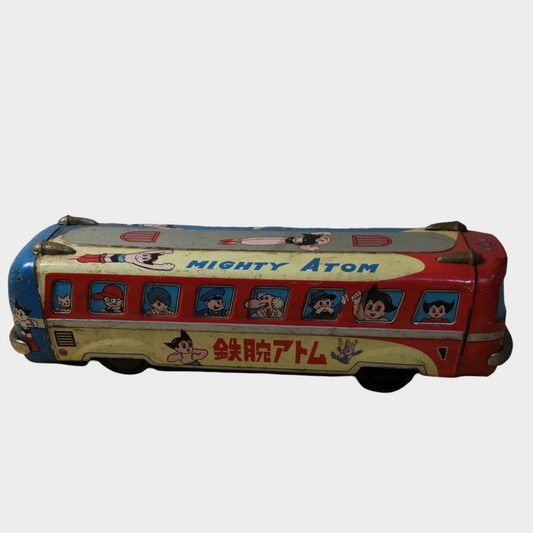 Vintage Astro Boy Tin Bus Mighty Atom Japanese Lithographed Tin Toy Showa Era