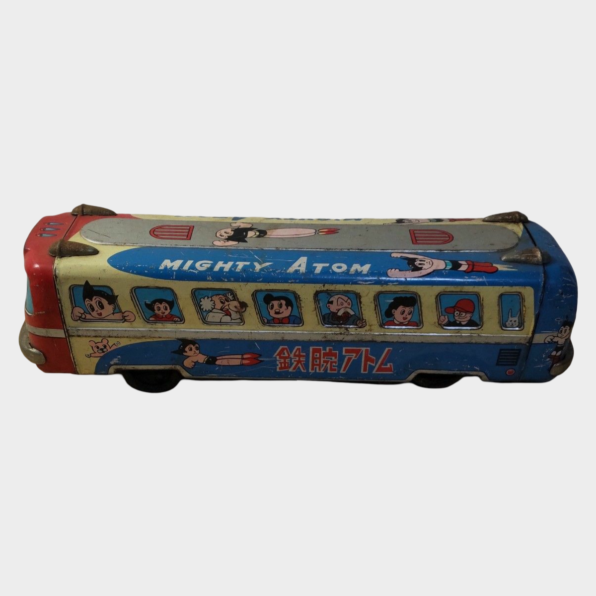 Vintage Astro Boy Tin Bus Mighty Atom Japanese Lithographed Tin Toy Showa Era
