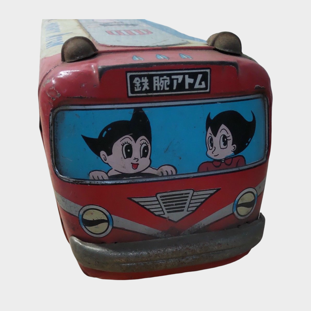 Vintage Astro Boy Tin Bus Mighty Atom Japanese Lithographed Tin Toy Showa Era