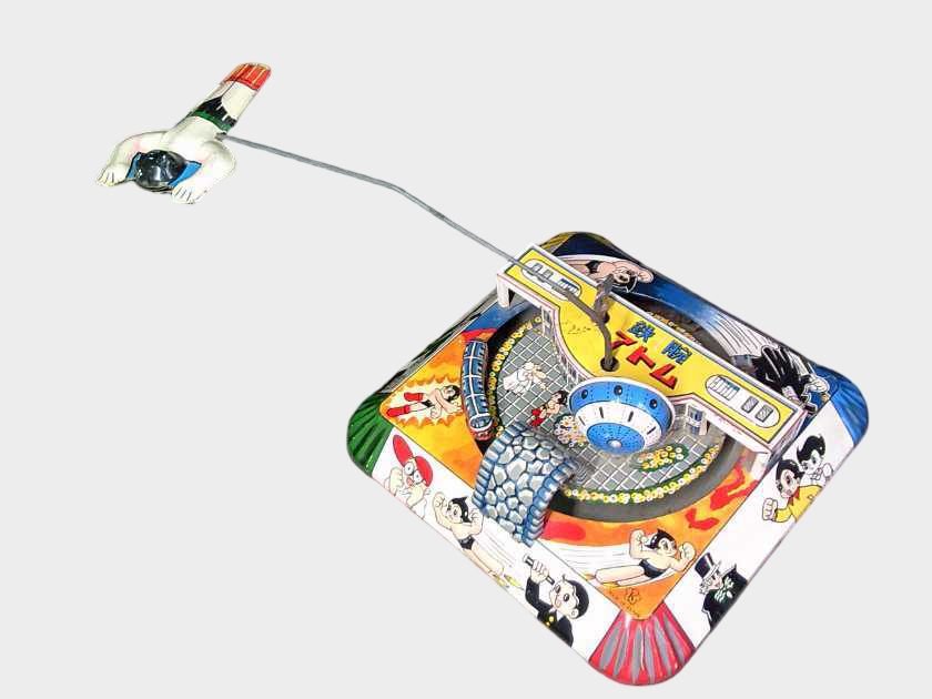 Showa Japanese Tin Flying-Action Astro Boy (Tetsuwan Atom) Toy — Wind-Up Display Artifact