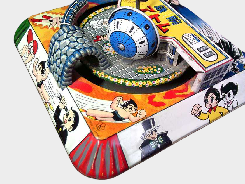 Showa Japanese Tin Flying-Action Astro Boy (Tetsuwan Atom) Toy — Wind-Up Display Artifact