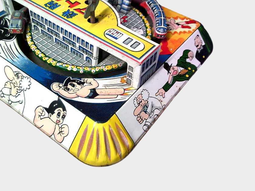 Showa Japanese Tin Flying-Action Astro Boy (Tetsuwan Atom) Toy — Wind-Up Display Artifact