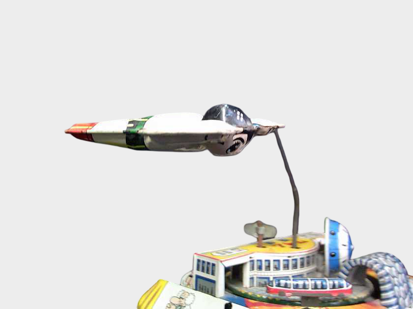 Showa Japanese Tin Flying-Action Astro Boy (Tetsuwan Atom) Toy — Wind-Up Display Artifact