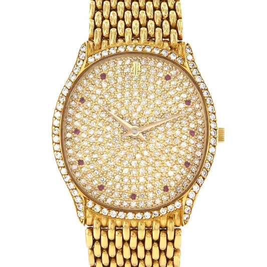Audemars Piguet 18K Yellow Gold Diamond & Ruby Pavé · Manual-Wind · Integrated Bracelet Vintage High Jewelry Watch