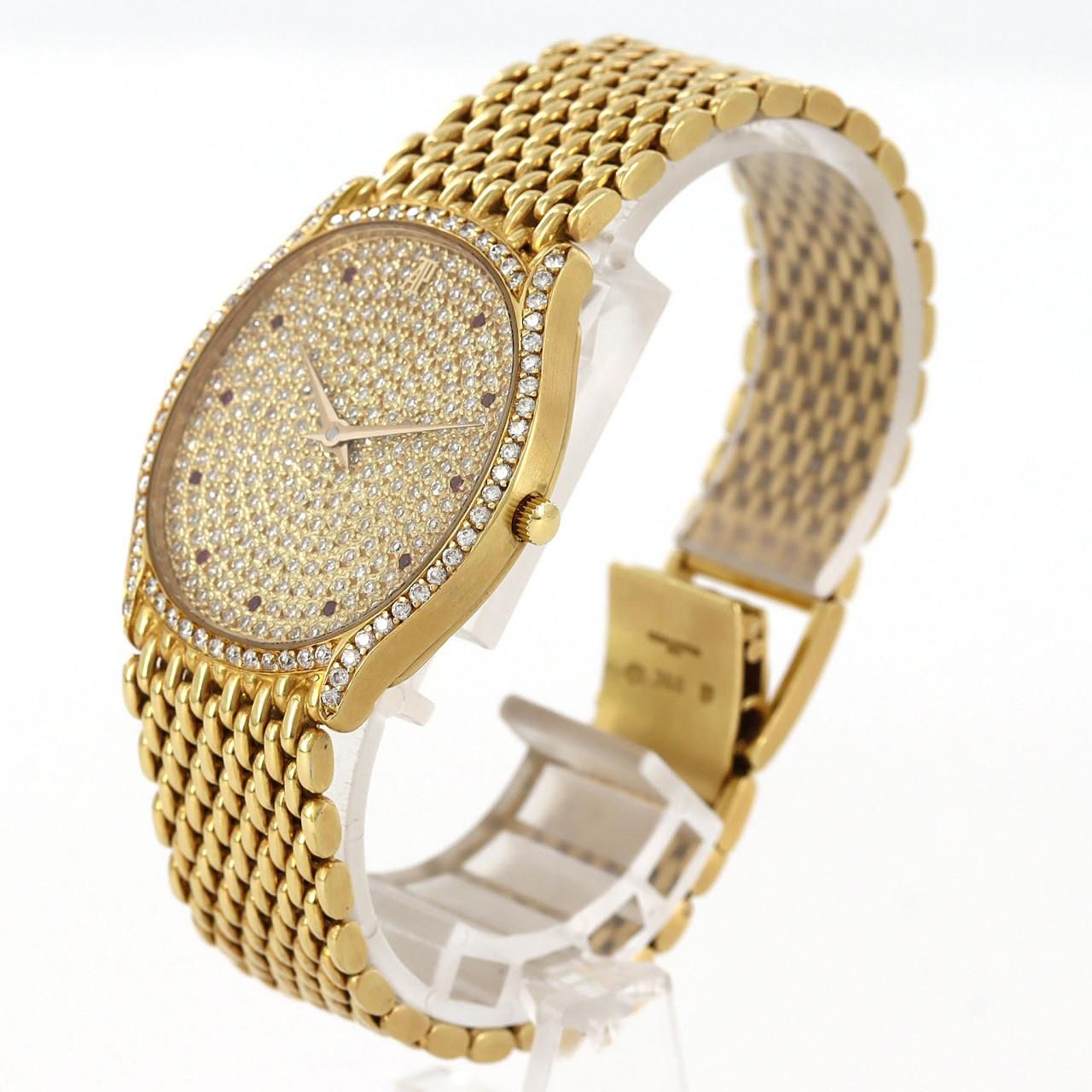 Audemars Piguet 18K Yellow Gold Diamond & Ruby Pavé · Manual-Wind · Integrated Bracelet Vintage High Jewelry Watch