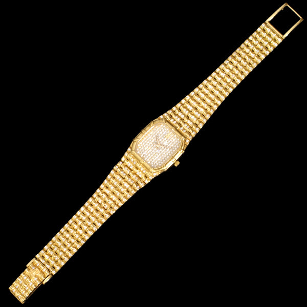 Audemars Piguet Bamboo 18K Yellow Gold Factory Diamond High Jewelry Bracelet Watch