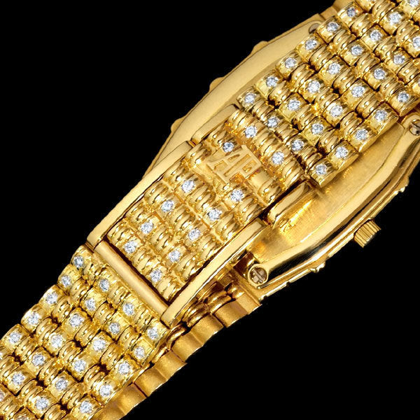 Audemars Piguet Bamboo 18K Yellow Gold Factory Diamond High Jewelry Bracelet Watch