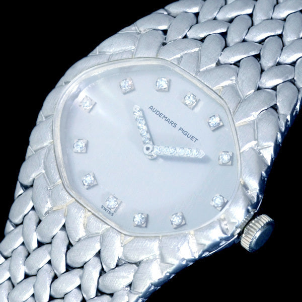 Audemars Piguet Cobra 18K White Gold Diamond Dial & Diamond Hands Manual-Wind Bracelet Watch 25mm