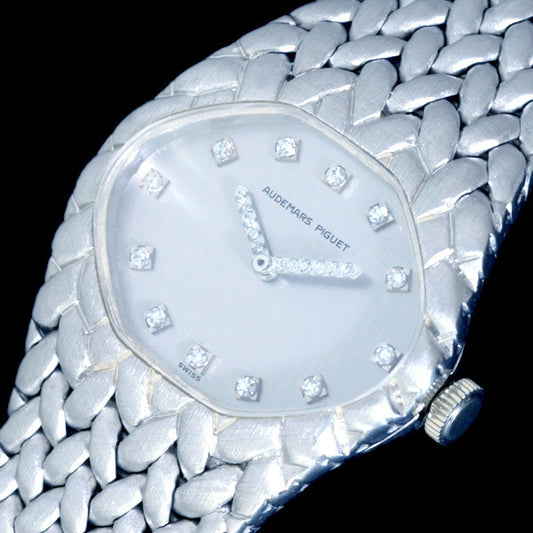 Audemars Piguet Cobra 18K White Gold Diamond Dial & Diamond Hands Manual-Wind Bracelet Watch 25mm