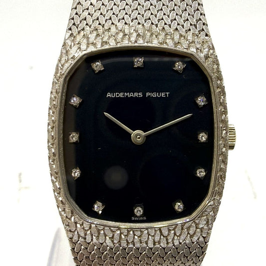 Audemars Piguet Cobra 18K White Gold · Black 12-Diamond Dial · Cal. 2090 · 82.9g Manual-Wind Integrated Bracelet Watch