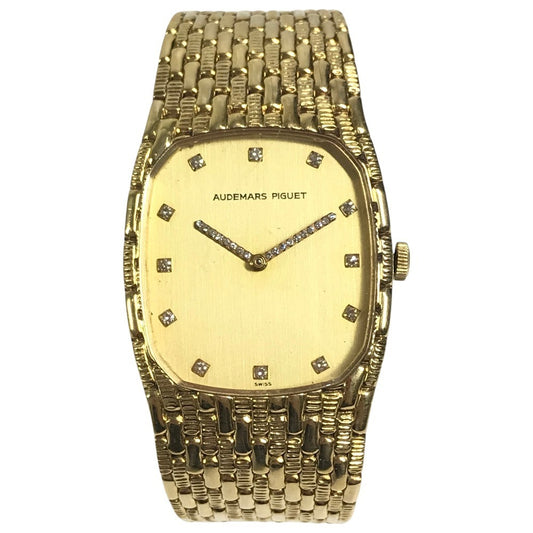 Audemars Piguet Cobra 18K Yellow Gold · 12-Diamond Dial & Diamond-Set Hands · 86g · Manual-Wind Integrated Bracelet Watch