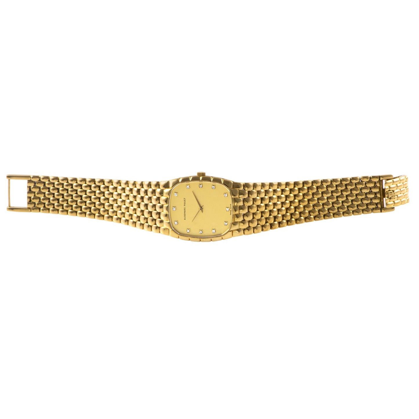 Audemars Piguet Cobra 18K Yellow Gold · 12-Diamond Gold Dial · 81.1g · Manual-Wind Integrated Bracelet Vintage Watch