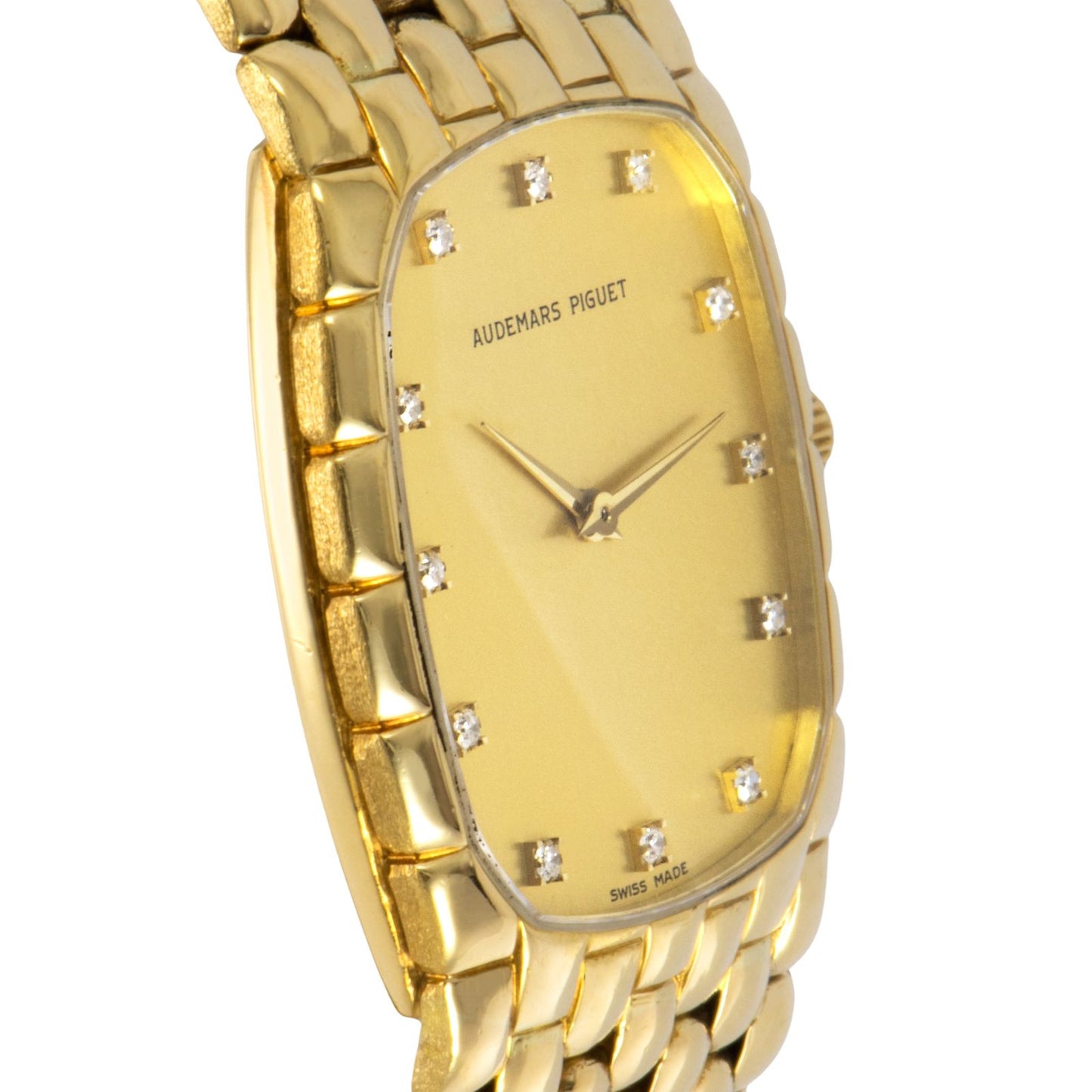 Audemars Piguet Cobra 18K Yellow Gold · 12-Diamond Gold Dial · 81.1g · Manual-Wind Integrated Bracelet Vintage Watch