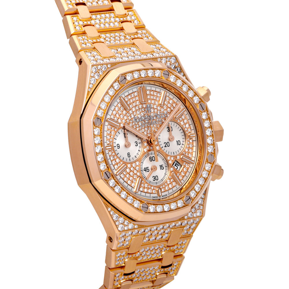 Audemars Piguet Royal Oak Chronograph Ref. 26322OR.ZZ.1222OR.01 · 18K Rose Gold · Factory Diamond Pave · Cal. 2385 Automatic · 41mm Full Set