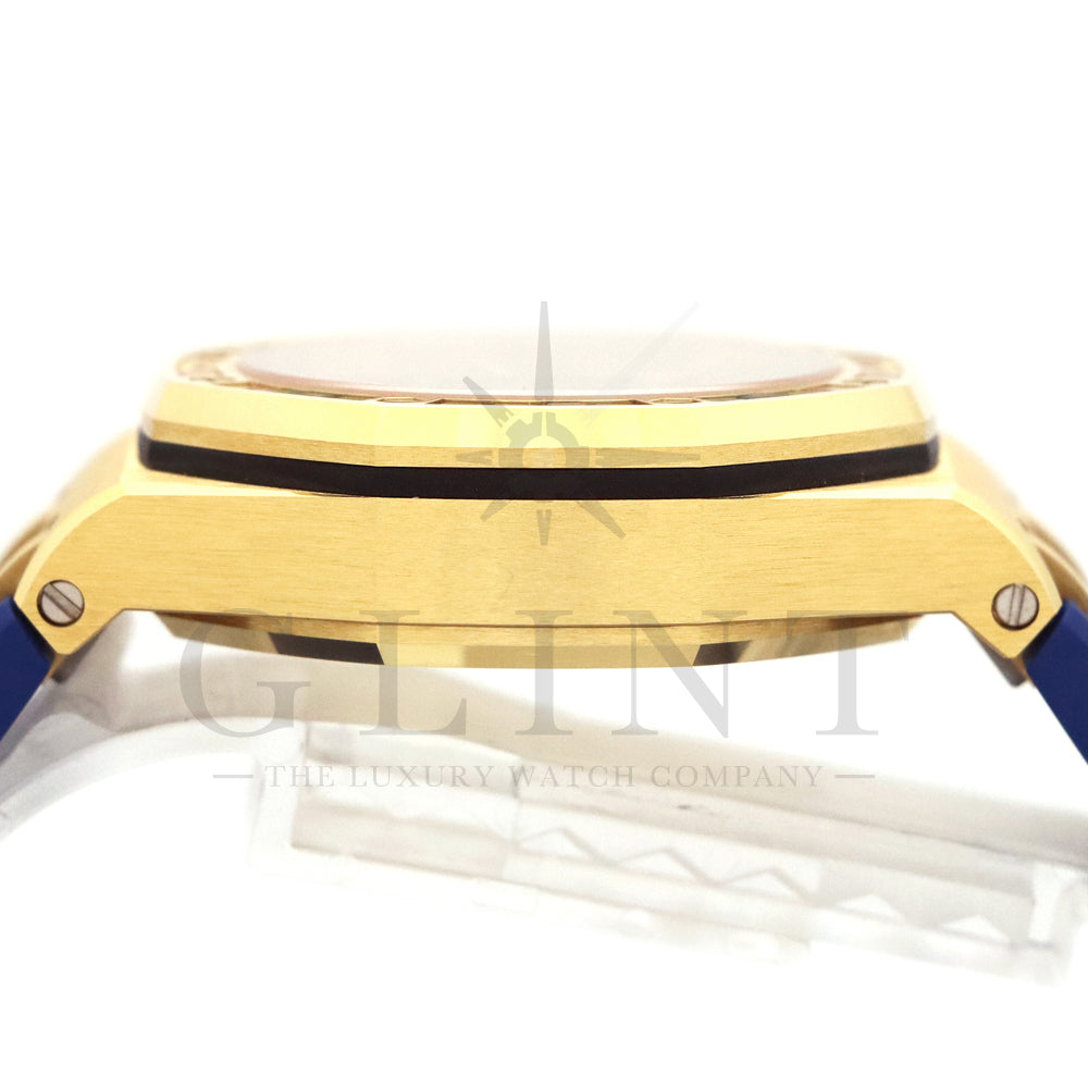 Audemars Piguet Royal Oak Offshore Selfwinding Chronograph Ref. 26236BA.YY.D346CA.01 · 18K Yellow Gold · Baguette Sapphire & Tsavorite Bezel · Blue Lady Tapisserie Dial · 37mm