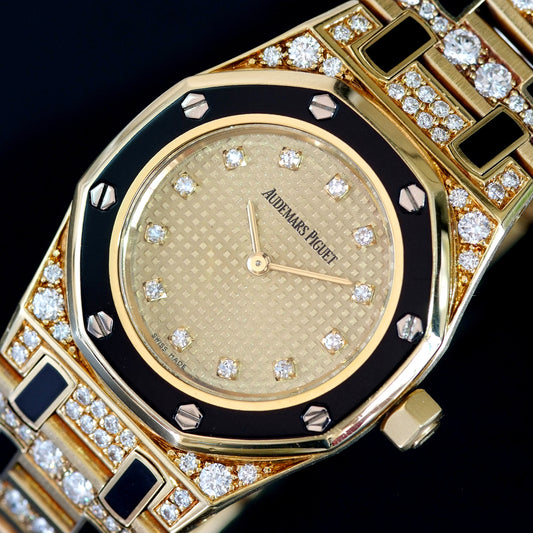 Audemars Piguet Royal Oak Ref. 66240BA 18K Yellow Gold Diamond Black Accent Quartz 26mm