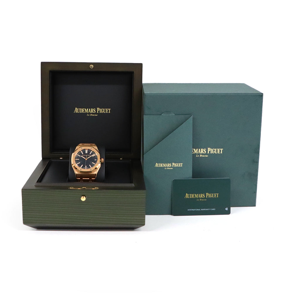 Audemars Piguet Royal Oak Selfwinding Ref. 15510OR.OO.1320OR.04 · 18K Pink Gold · Black Grande Tapisserie Dial · 41mm · Calibre 4302 · Full Gold Bracelet