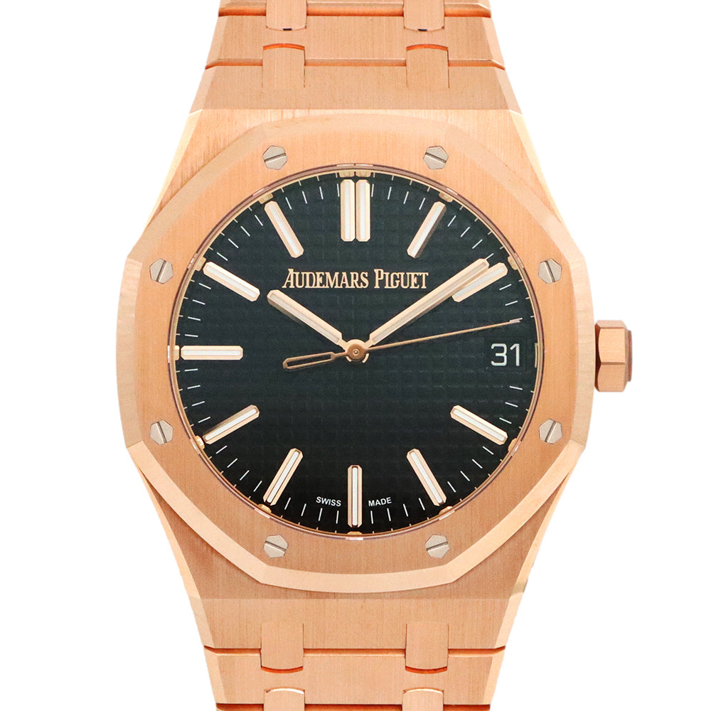 Audemars Piguet Royal Oak Selfwinding Ref. 15510OR.OO.1320OR.04 · 18K Pink Gold · Black Grande Tapisserie Dial · 41mm · Calibre 4302 · Full Gold Bracelet