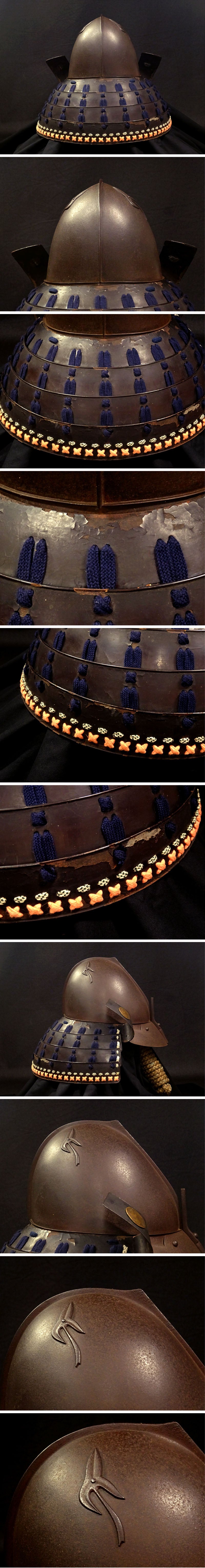 Awa Hachisuka-Domain Court Armor Maker Kabuto — “Nakahachiman Gen Yoshiichi” Manner, Suji-bachi Iron Bowl with Gilded Crestwork, Late Edo Period Taste