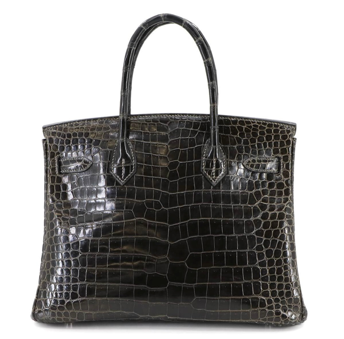 Hermès Birkin 30 Crocodile Porosus Graphite Silver Hardware J Stamp Exotic Luxury Handbag Rare Collector Grade
