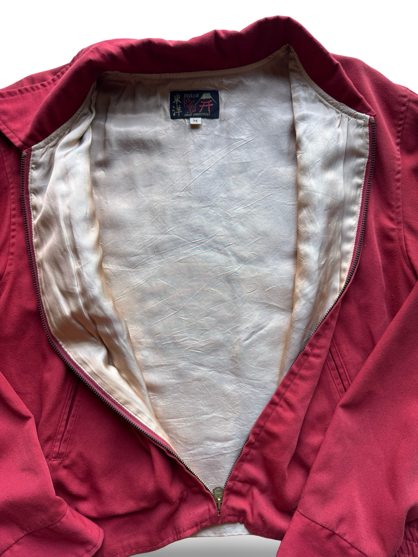 Vintage Tailor Toyo Dragon Souvenir Jacket — Tokyo Japan Embroidery • 5th Air Force Patch • Scarlet Red Sukajan (One-Side Only)