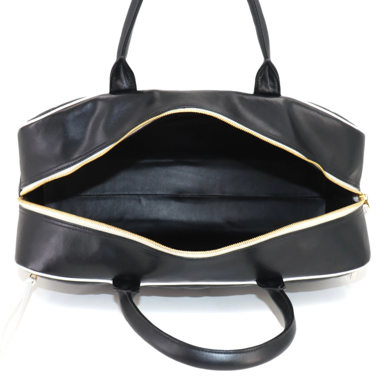 CHANEL Matelassé Logo Boston Bag A05943 Black × White – Vintage Gold Hardware – 1990s Large Quilted Travel Boston Tote – Authentic CHANEL Collector Bag