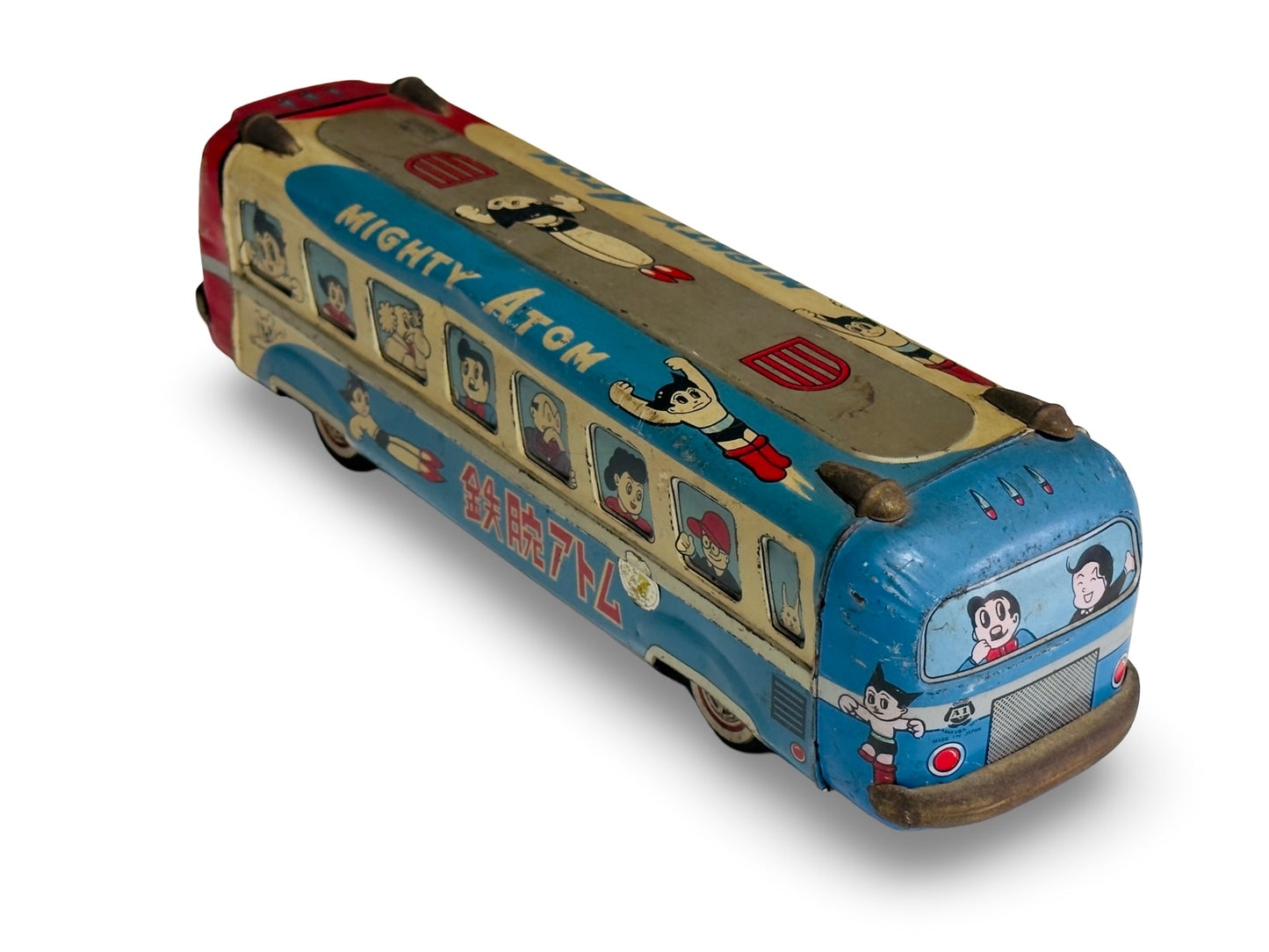 Vintage Mighty Atom (Astro Boy) Tin Bus – 1960s Japan Tin Toy – Tezuka Osamu Era