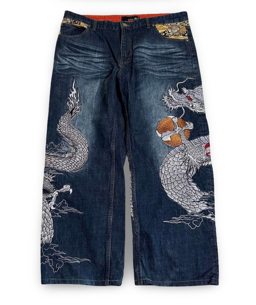 Karakuri Tamashii “Gold Dragon” Embroidered Denim – W40 (XL)
