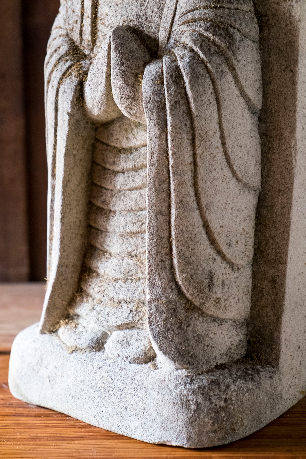 Vintage Japanese Jizo Bosatsu Stone Relief Sculpture | Gassho Prayer Buddhist Garden Statue | Sekibutsu Temple Art