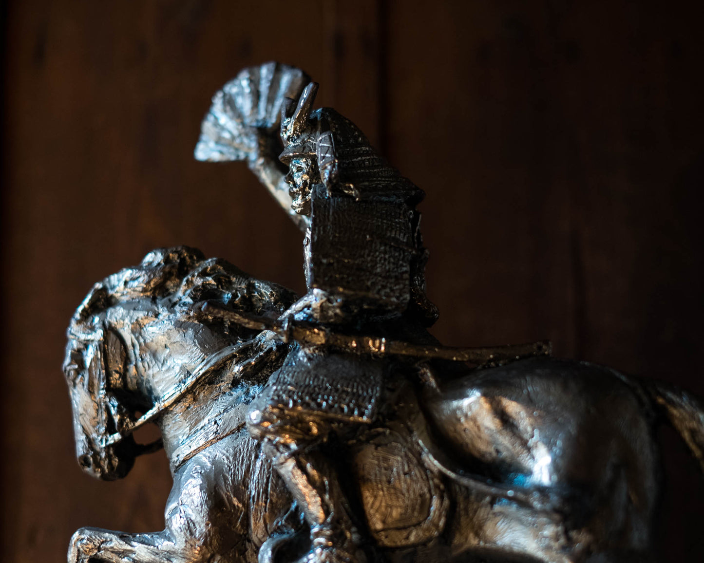 Kitamura Seibō Bronze Samurai Horse Sculpture Kumagai Naozane Signed Japanese Showa Statue with Original Box