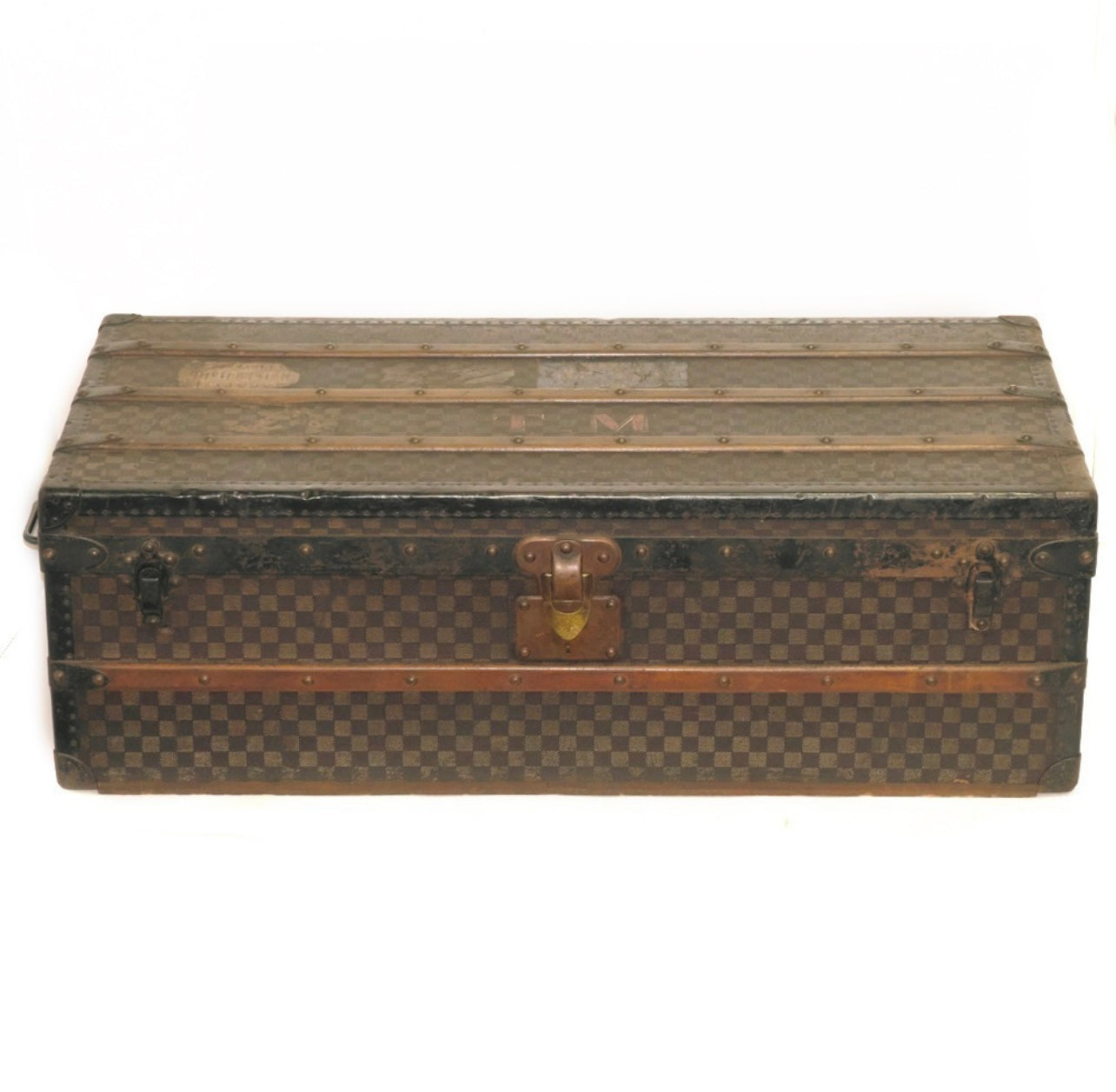 Louis Vuitton 1888–1900 Antique Damier Malle Courrier Trunk | Rare Early LV Travel Chest | Original Hardware & Initials T.M.