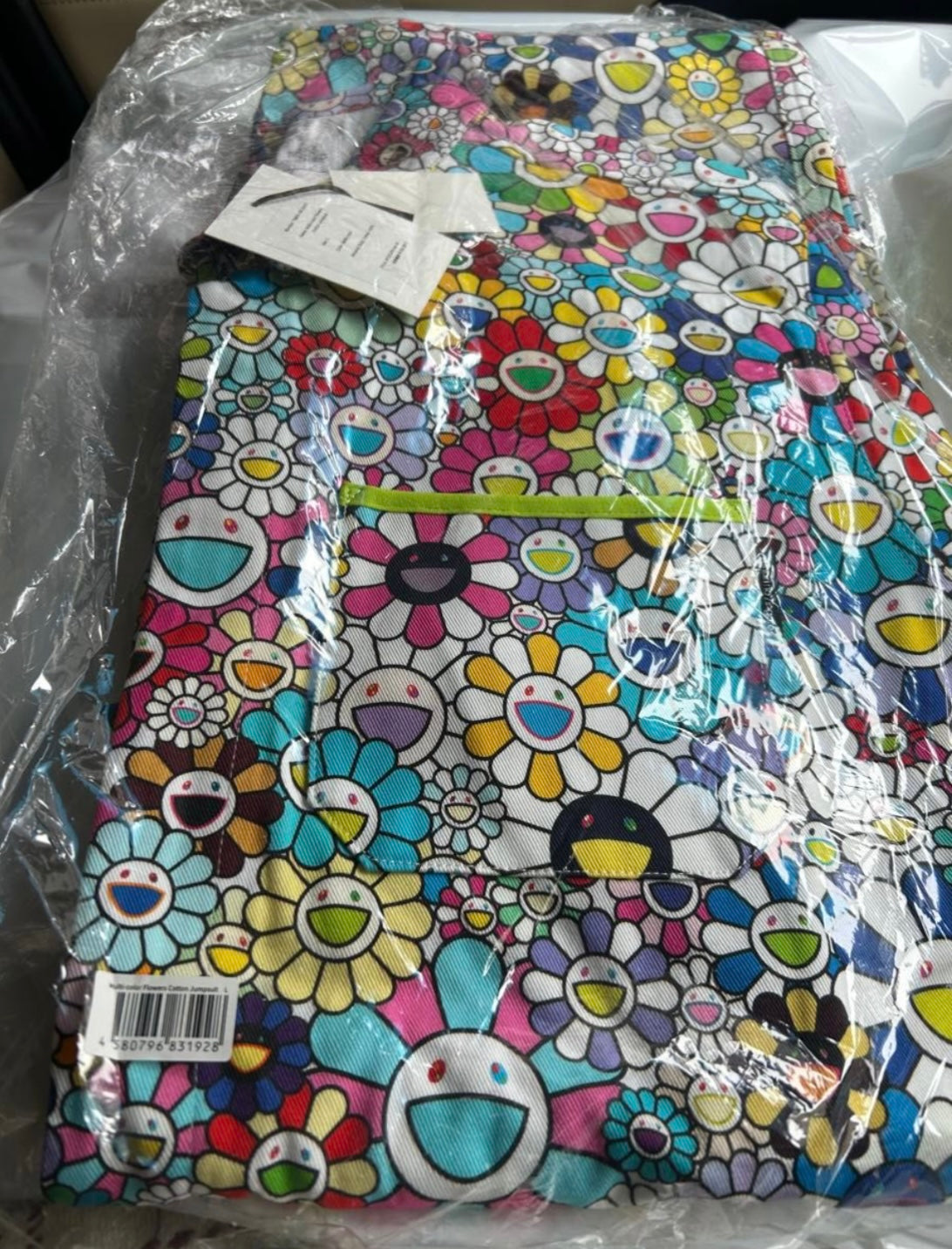 Takashi Murakami Tonari no Zingaro Multi-Color Flowers Cotton Jumpsuit L Kaikai Kiki Smiling Flower All-Over Print