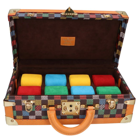 Louis Vuitton 25SS Coffret 8 Montre Watch Trunk N00125 – LV Birds × Multicolor Damier Canvas, S-Rank Luxury Collector Case
