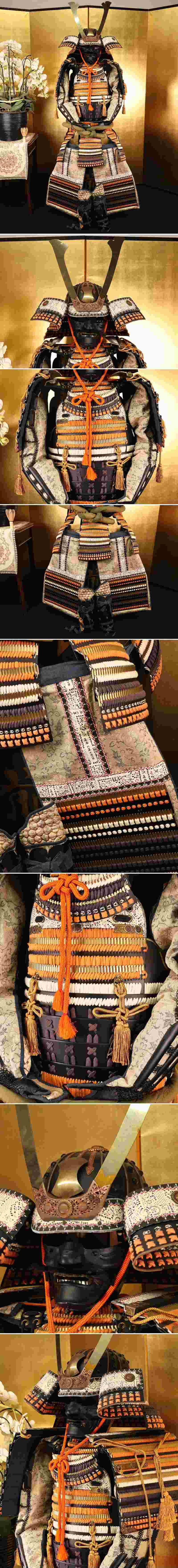 Full-Scale Samurai Armor Display (Kabuto & Gusoku Set) — Modern Japanese Armor with Silk Lacing, Helmet Stand Included