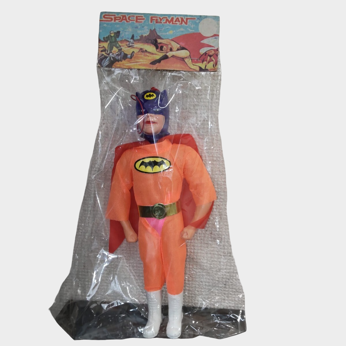 Batman Soft Vinyl Figure 24cm Hong Kong Export Sofubi Bagged with Space Flyman Header Card