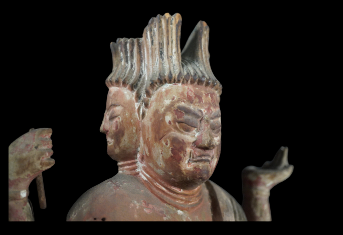 Bato Kannon (Horse‑Headed Kannon) — Edo‑Style Carved Wood Devotional Figure, 40.8 cm — Esoteric Protector Presence