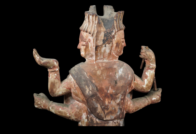 Bato Kannon (Horse‑Headed Kannon) — Edo‑Style Carved Wood Devotional Figure, 40.8 cm — Esoteric Protector Presence