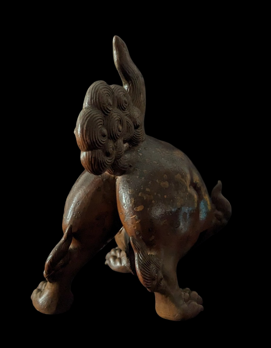 Edo Period Bizen Ware Shishi Incense Burner — Fierce Guardian Lion Censer, Approx. 15.5 cm Wide, Edo-Period Style Studio Work